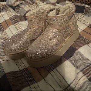 Sparkling Tan Ankle Boots